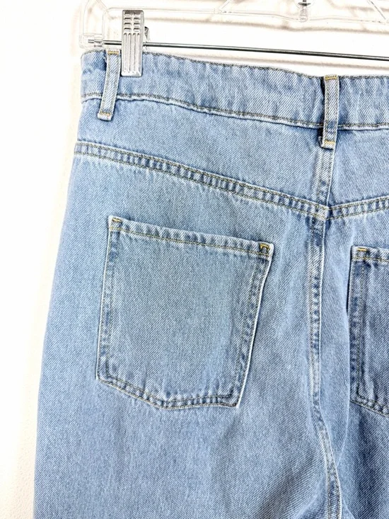 Sandro Paris High Waist Wide Straight Leg Jeans Light Wash 100% Cotton Denim 42 - Picture 13 of 16